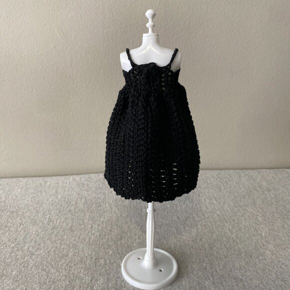 Handmade Crochet Halloween Black Gold Witch Outfit for 29cm Doll 2-Piece Set - Picture 3 of 12